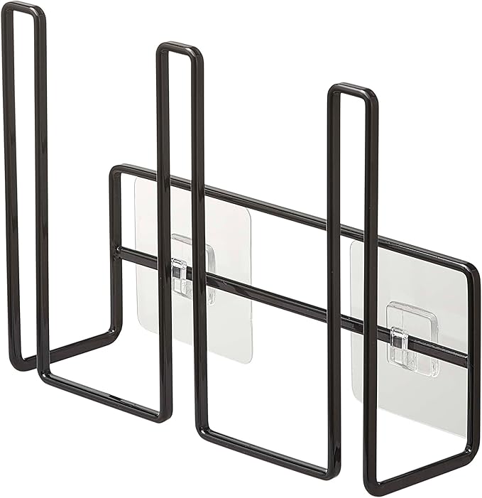 浮かせてスッキリ収納！山崎実業｜フィルムフックグラス&ボトルホルダー（BK）